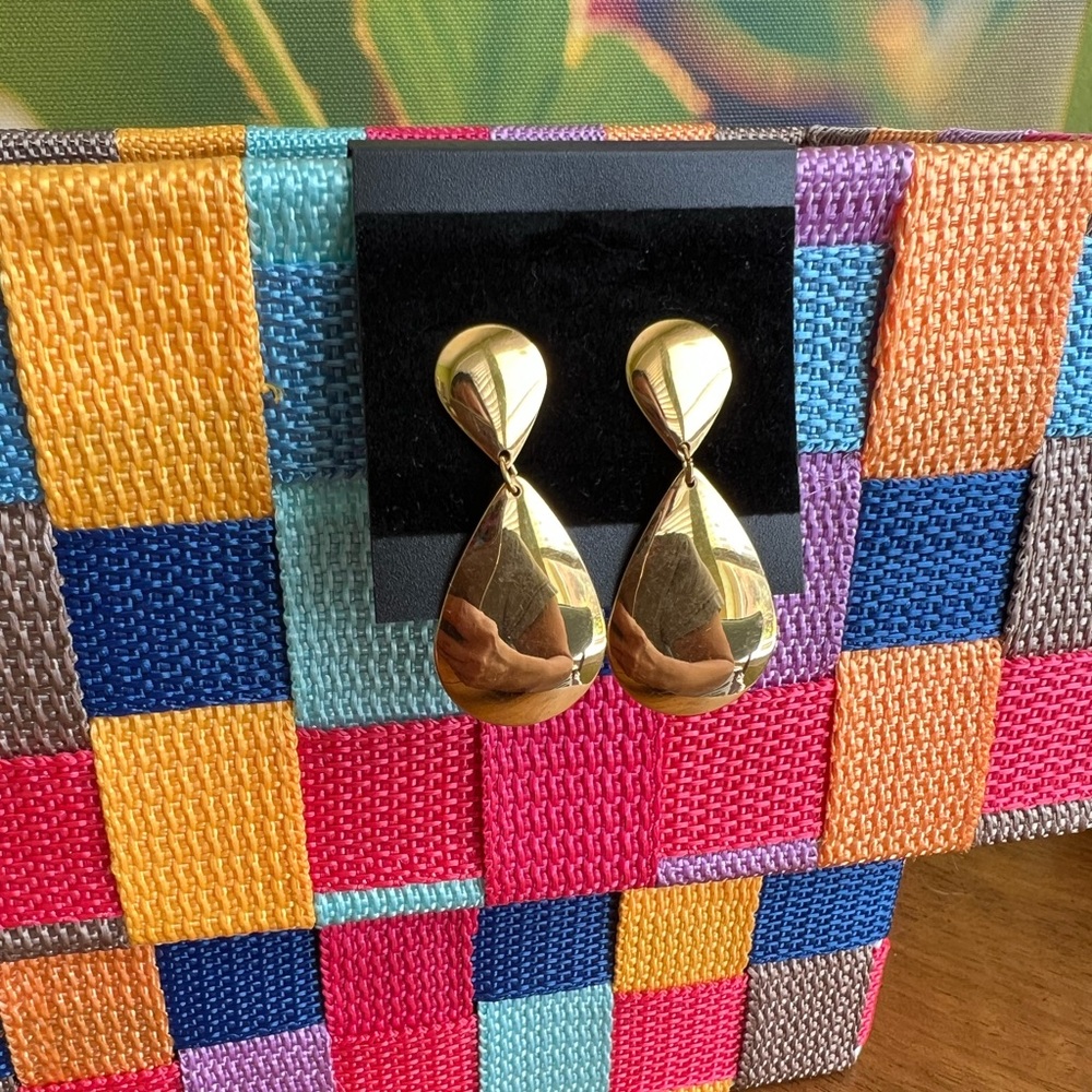 Vintage Gold Tone Double Teardrops Earrings